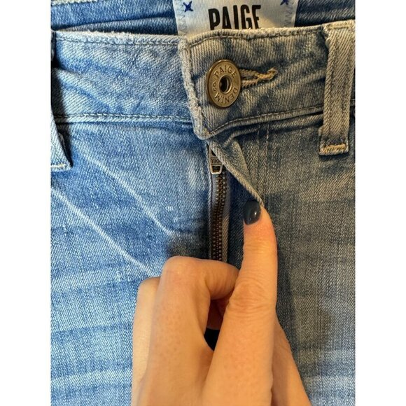 Paige Jeans Women 27 Blue Light Wash‎ Denim Distressed Atley Ankle Flare Leg - Picture 7 of 11